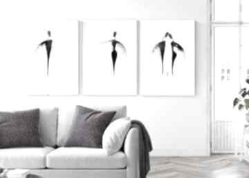 Zestaw 3 50x70 cm wykonanych ręcznie, plakat - elegancki minimalizm plakaty art krystyna siwek