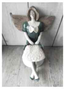 Anioł turkusowy z halką ceramika wylęgarnia pomysłów