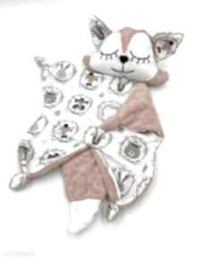 Przytulanka lis dla niemowląt maskotki bett for babies kocyk minky, lisek, gryzak, sensoryczna