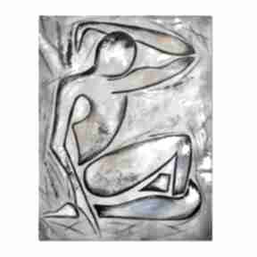 Marcel, abstrakcja, nowoczesny obraz do salonu malowany płótnie aleksandrab, postać