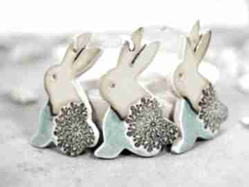 Zające wielkanocne - ceramiczne ozdoby wiszące dekoracje fingers art króliki