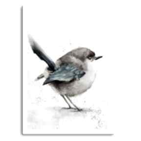 Obraz drukowany na płótnie akwarelowy ptaszek - 40x60cm 02639 ludesign gallery, niebieski