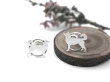 Srebrne kolczyki husky jachyra jewellery pies, piesek - natura, zwierzęta, małe