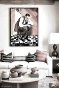 Plakat portret mężczyzny - format 61x91 cm plakaty hogstudio dla salonu, wnętrza