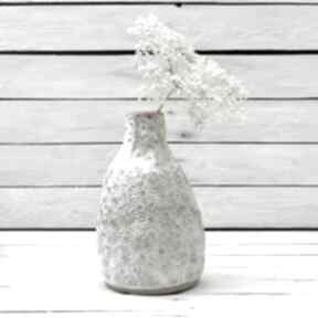 Wazon butelka w stokrotki wazony goceramika ceramiczna, bialy, kwiaty, prezent na ślub