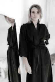 balance czarne soul sisters kimono, kimonowa sukienka, homewear, len, lniane z pasem