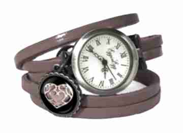 Serce - zegarek / bransoletka na skórzanym pasku zegarki