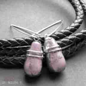 Kolczyki różowe krople w cynie i srebrze karo s kolczyki, howlit