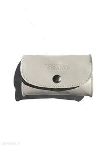 Skórzana portmonetka mini beżowa tenaro - prezent, portfel, damski