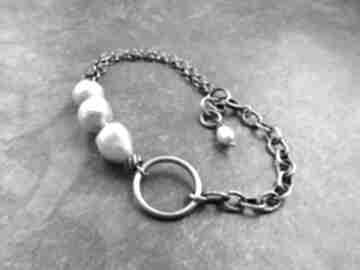 z lahovska z perłami - srebrna bransoletka, prezent dla kobiety, srebro i perły