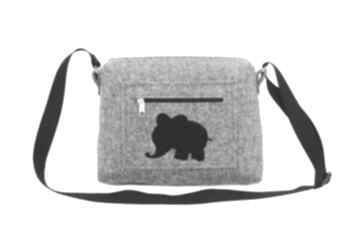 Small bag with black elephant na ramię aneta pruchnik torebka, filc, listonoszka, mała