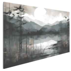 Obraz na - pejzaż 120x80 cm 107601 vaku dsgn las, góry, z krajobrazem, jezioro, płótnie