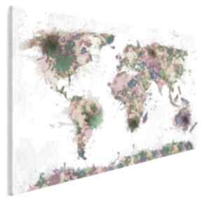 Obraz na płótnie - kolory 120x80 cm 06301 vaku dsgn mapa, kolorowy, plamy, kontynenty, świat