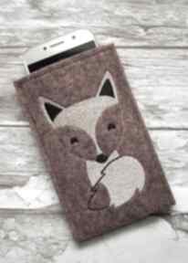 Filcowe etui na telefon - lisek happy art pokrowiec, smartfon, fox, prezent, misie, haft