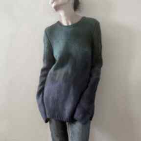 Unisexowy sweter wełniany turkus&niebieski swetry anna damzyn, unisex, oversize, one size