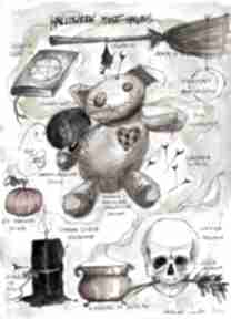 "halloween must haves" akwarela z dodatkiem piórka artystki adriana laube art