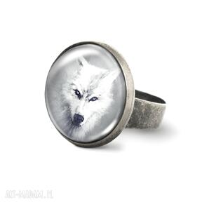 Pierścionek - biały wilk antyczny brąz yenoo, pierścień, wiedźmin