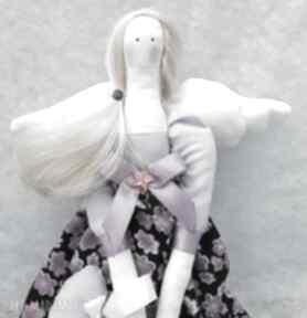 Anielica w fioletowej sukience lalki margeritka, tilda, aniołek, lala