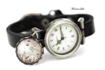 Skórzany zegarek "pole makowe ii" zegarki madamlili maki