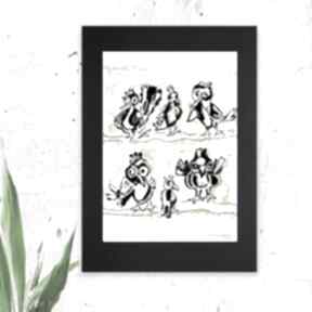 Ptaszki plakat 30x40, ptaki grafika na ścianę, dekoracja do dziecięcego pokoju, zwierzęta a3