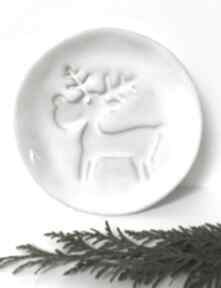 Prezent pod choinkę! Zimowy talerzyk w bieli dekoracje świąteczne ceramika ana