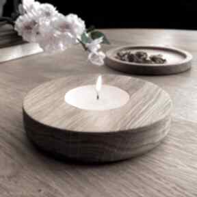 dębowy na tealight messto made by wood tealighty, z drewna, minimalistyczne dodatki, naturalny