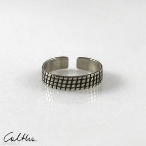 Kratka - mosiężna obrączka 2201-17 caltha pierścionek, regulowany minimalistyczna biżuteria