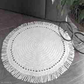 Dywan z frędzlami ze sznurka bawełnianego 105cm misz masz dorota, szydełkowy, okrągły, z boho
