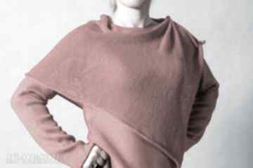 Pomarańczowy sweter z szalem swetry hermina damski, wełniany - ponczo