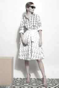 Biała szmizjerka w pepitkę sukienki kasia miciak design midi, bawełna, uniwersalna