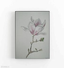 formatu 24x32 cm paulina lebida akwarela, magnolia, farba, kwiaty, papier, kredki