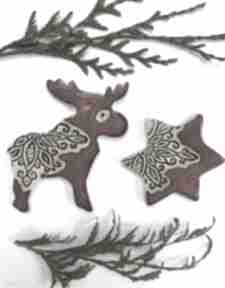 renifer i gwiazdka - ceramika ana magnesy, upominki, małe prezenty święta, świąteczne