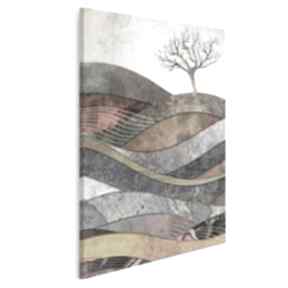 Obraz na płótnie - drzewo wzgórze fale w pionie 50x70 cm 72603 vaku dsgn, natura, abstrakcja