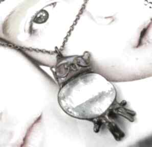 Naszyjnik: sowa z kryształem górskim wisiorki witrażka wisiorek z kamieni, kryształ amulet