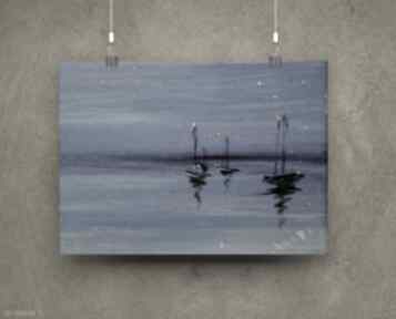 Dom obraz, sztuka, łódź noc. Morze plakaty marina czajkowska