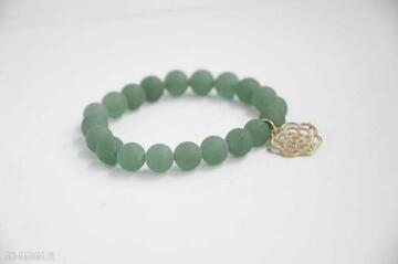 Bracelet by sis: złoty kwiat w zielonym jadeicie, kamienie, jadeit, prezent, bransoletka