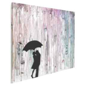 Deszcz. Kolorowy - para miłość, parasol, farby vaku dsgn