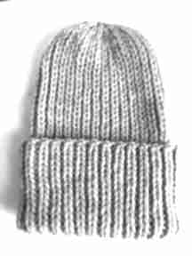 Ręcznie robiona czapka janka 100% wełna owcza 53 jasny szary nitkowe love, zimowa damska