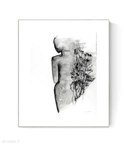 Grafika 40x50 cm wykonana ręcznie 3599758 art krystyna siwek obraz do salonu, czarno biała