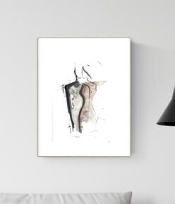Grafika A4 malowana ręcznie, abstrakcja, styl skandynawski, czarno biała, 2822929 art krystyna
