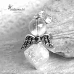 Anioł kryształ górski wisior szafirowa, srebro, prezent