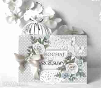 Kochaj, śmiej się, bądź szczęśliwy scrapbooking tulipanka kartka, cytat, kwiaty, wstążka