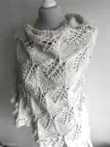 ecru na drutach akcesoria zimowe: chusta handmade, na prezent dla niej chustki i apaszki