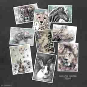 Zwierzęta w akwareli - zestaw 9 grafik rozmiarze 13x18 cm kartki justyna jaszke, zwierzę