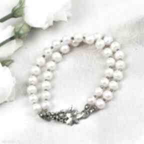 Perłowa bransoletka ze srebrnym wykończeniem a628 artseko, perły hodowlane, ślubna z pereł