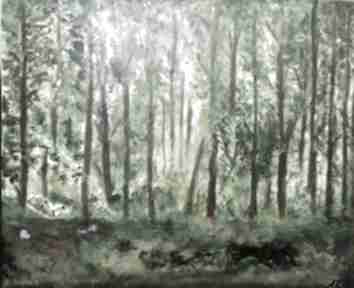 Las - obraz malowany na płótnie, technika mieszana
