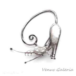 Broszka srebrna oksydowana - kot filemon venus galeria biżuteria, srebro