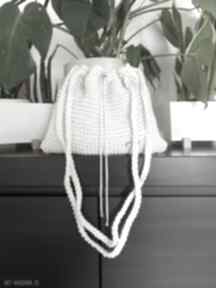 Torba ręcznie wykonana na ramię handmade with love ze sznurka, sznurek bawełniany, druty