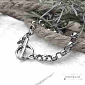 Bransoleta srebro - łańcuchowa z zapięciem toggle cocopunk oksydowane, nowoczesna, bransoletka