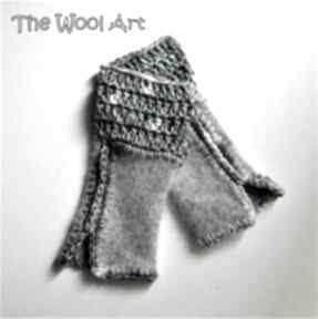 Rękawiczki mitenki the wool art, ocieplacze, wełniane, szydełkowe, na ręce